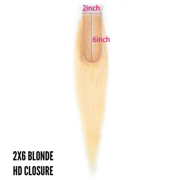 Virgin Hair #613 Blonde 2X6 HD Lace Closure - Image 2